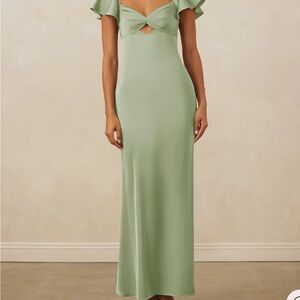 Azazie x Christian S Sage Green dress size 6